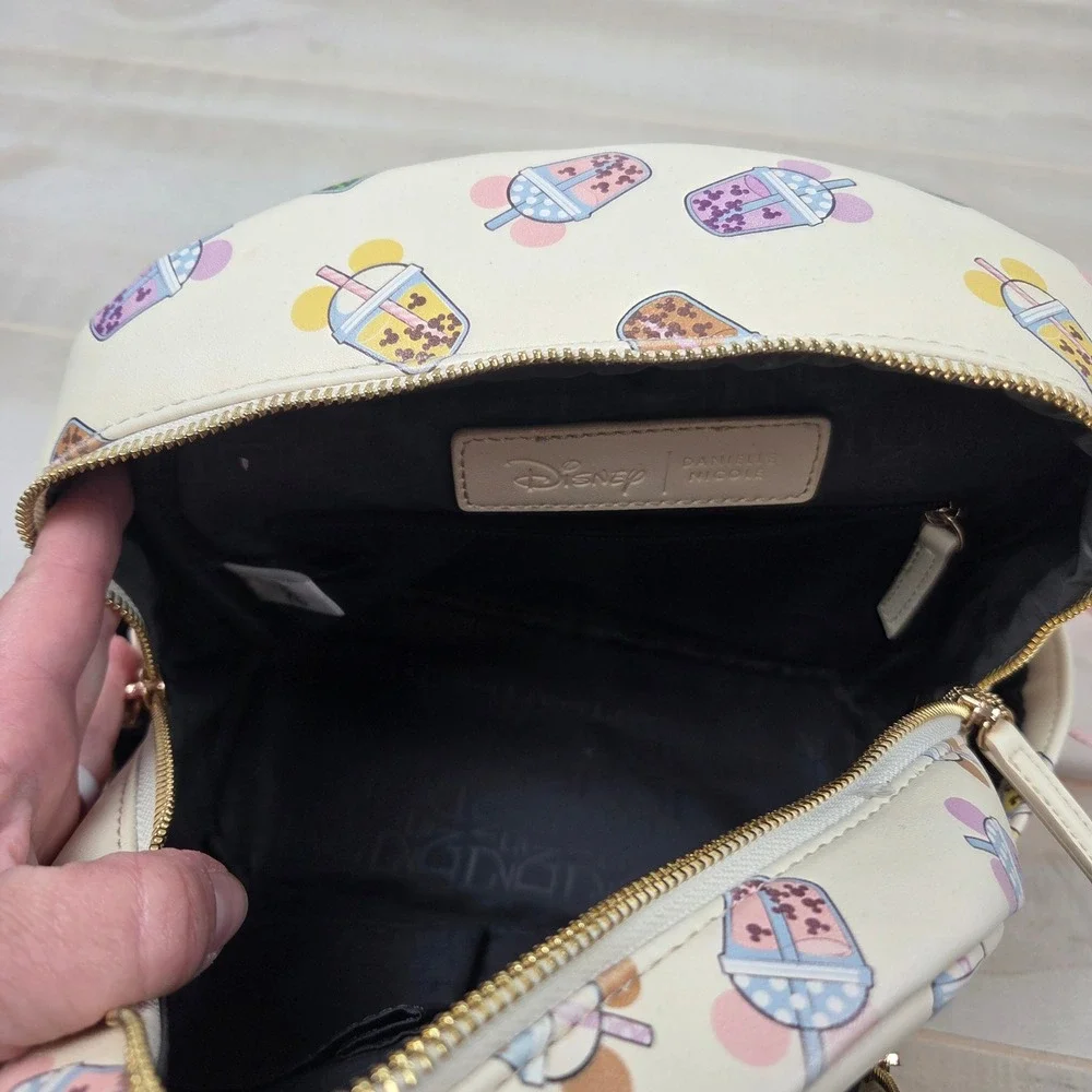 Disney x Danielle Nicole Boba Tea Mickey Mouse Mini Backpack Cream Shaker Pocket